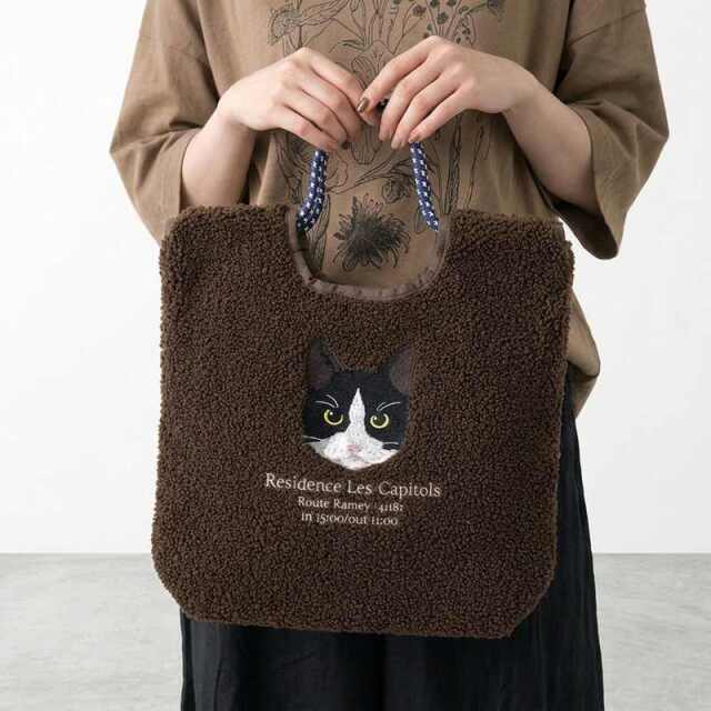 アニマルボア刺繍コードトートバッグ