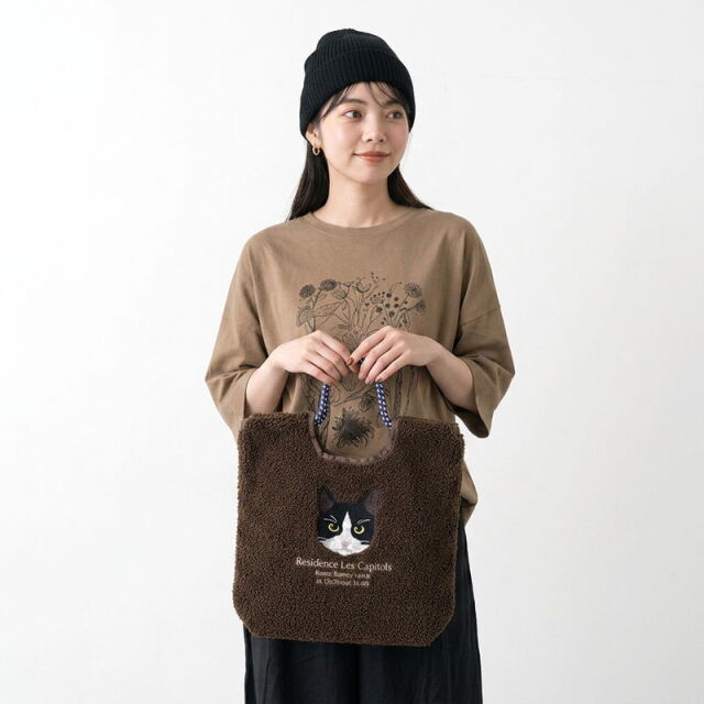 アニマルボア刺繍コードトートバッグ