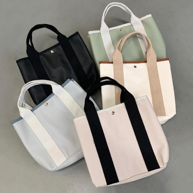 仕切り付き合成皮革ミニトートバッグ