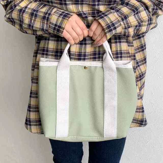 仕切り付き合成皮革ミニトートバッグ