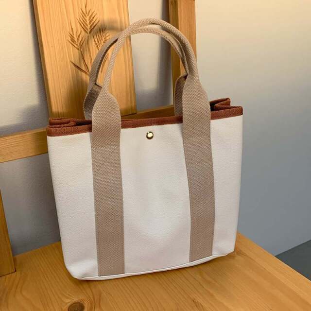 仕切り付き合成皮革ミニトートバッグ