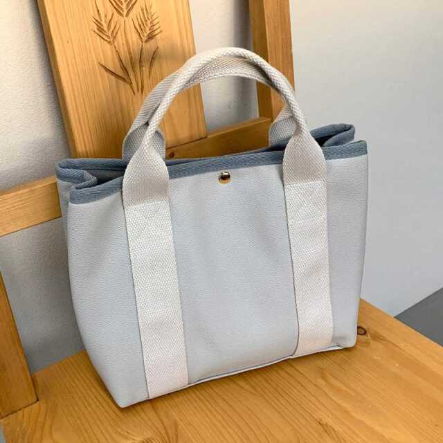仕切り付き合成皮革ミニトートバッグ