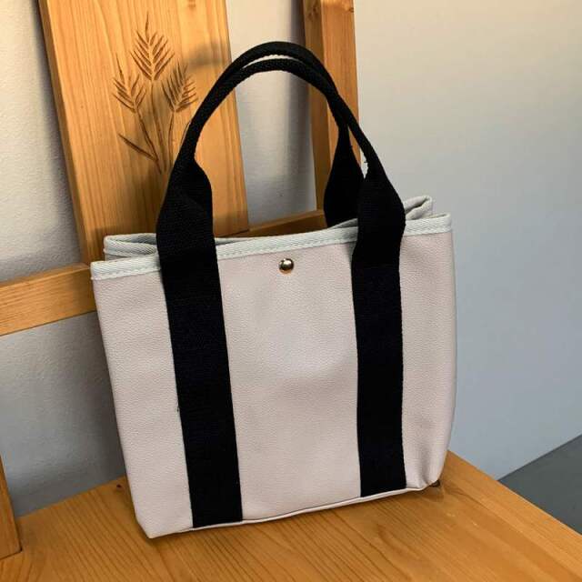 仕切り付き合成皮革ミニトートバッグ