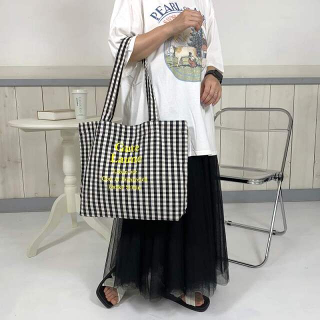ロゴ刺繍ビッグトートバッグ