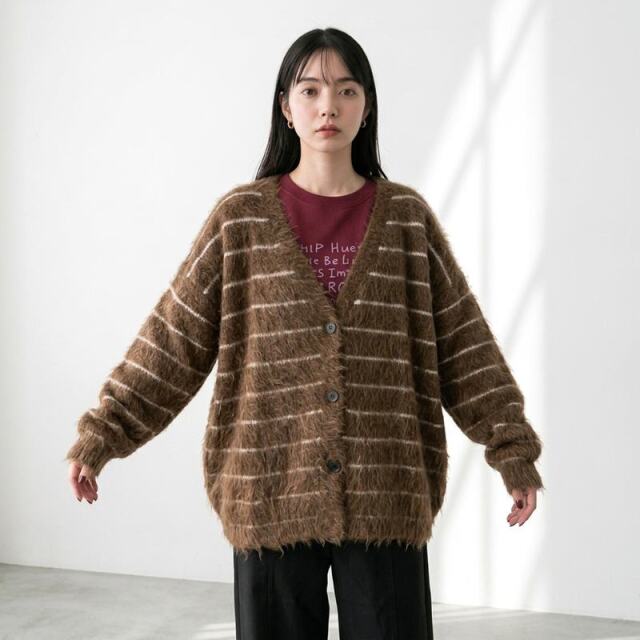 モヘアボーダーVネックカーディガン