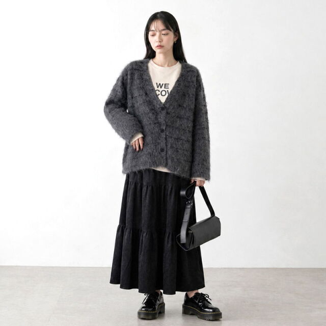 モヘアボーダーVネックカーディガン