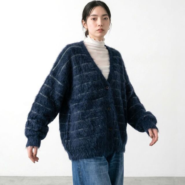 モヘアボーダーVネックカーディガン