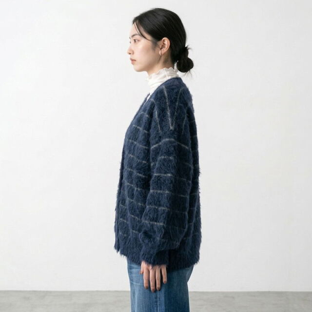 モヘアボーダーVネックカーディガン