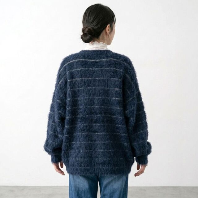 モヘアボーダーVネックカーディガン
