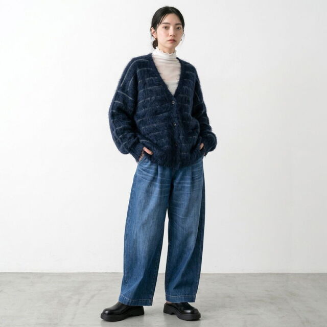 モヘアボーダーVネックカーディガン