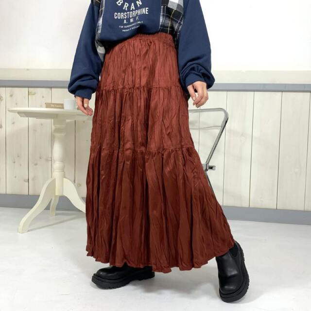 スウェードティアードスカート