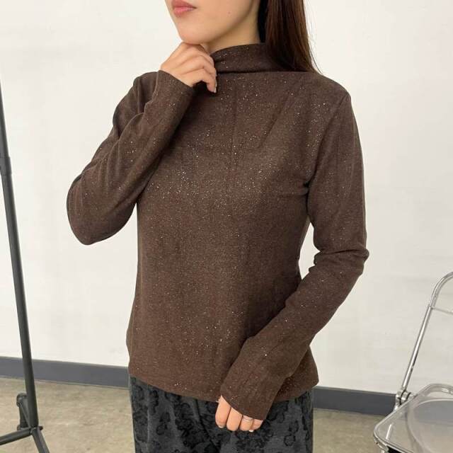 ラメボトルネックロンT