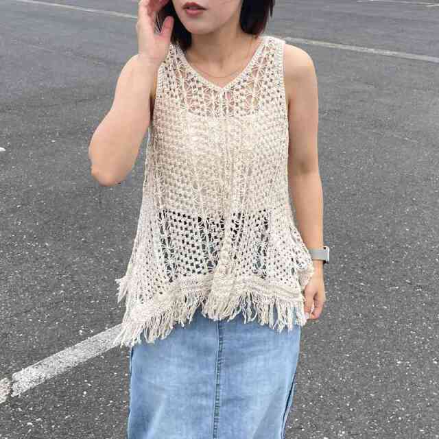 クロシェフリンジベスト