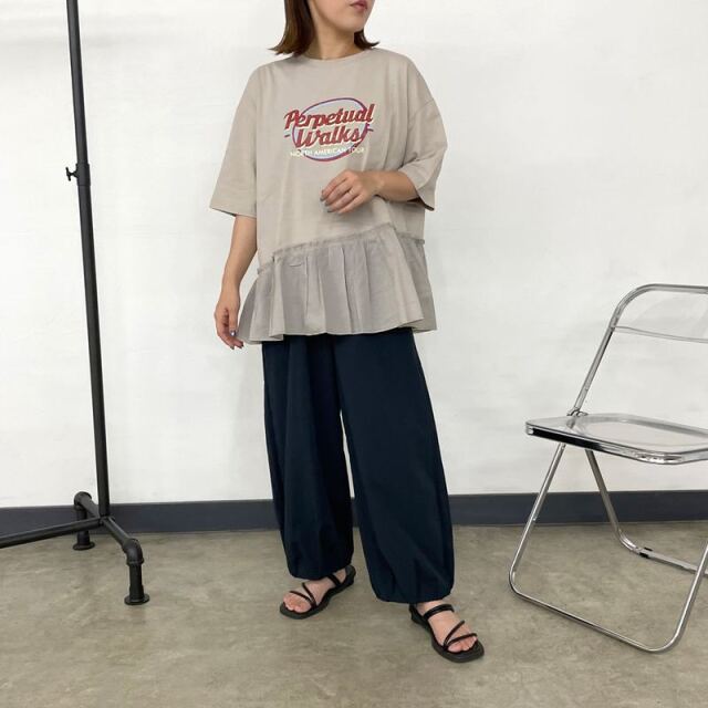 CRB 裾ギャザーナイロン風パンツ|TiMTiMオンラインストア