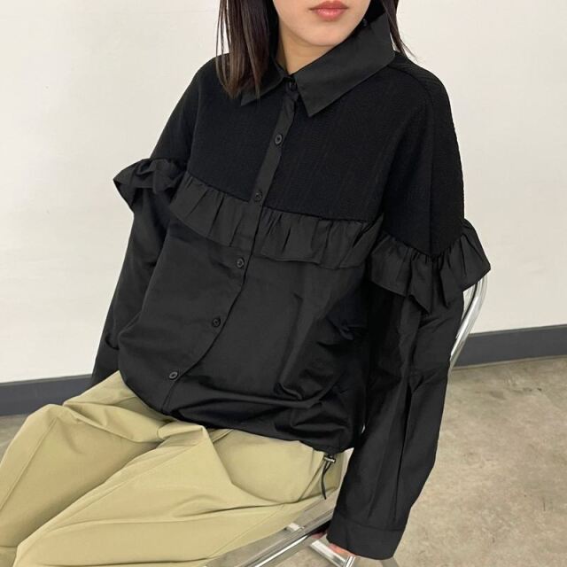 ケーブル切替フリルシャツ