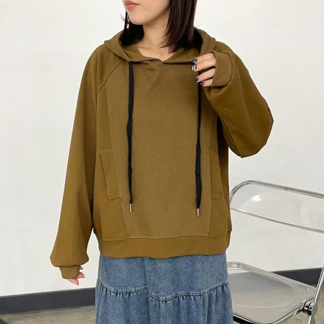 ニットソー切替パーカー