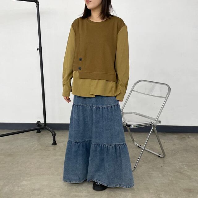 ニットソー切替プルオーバー