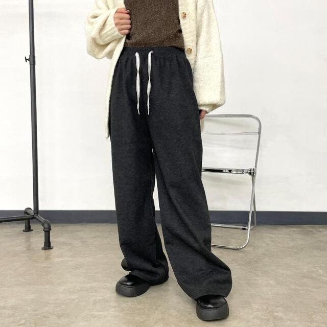 暖ヘリンボーンワイドパンツ