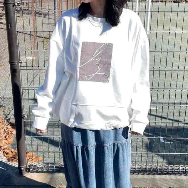 刺繍貼付プルオーバー