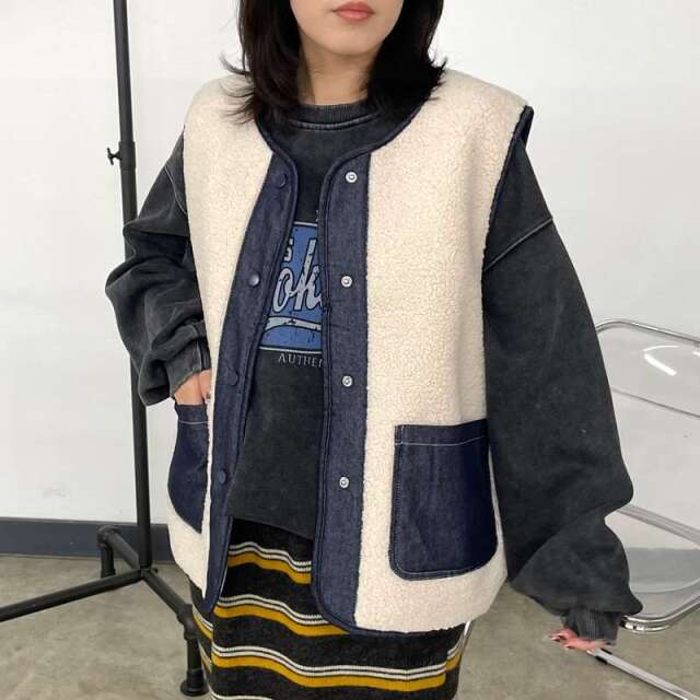 デニムボア切替ベスト