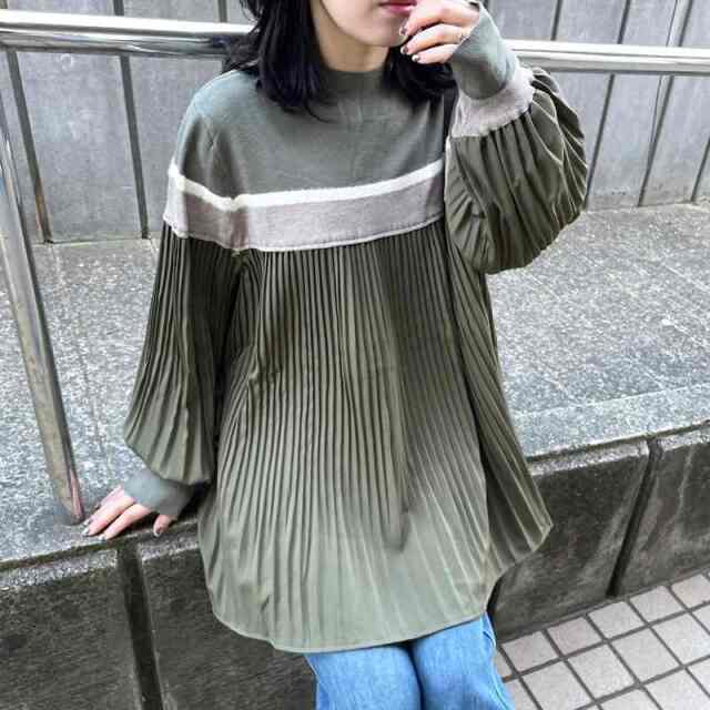 プリーツ切替チュニック