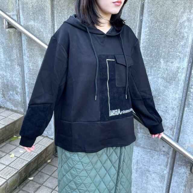 コーデュロイ切替プルオーバーパーカー