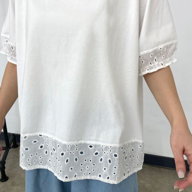 袖レース切替プルオーバー