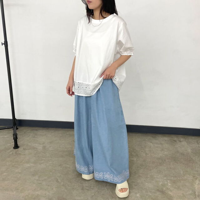 袖レース切替プルオーバー