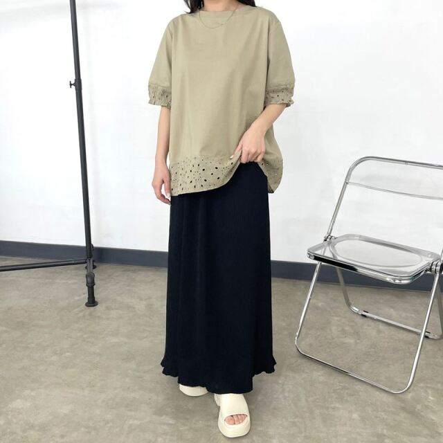 袖レース切替プルオーバー