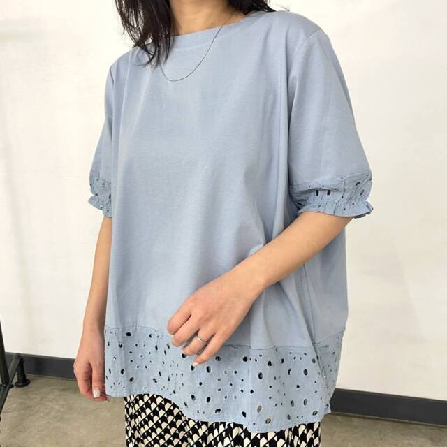 袖レース切替プルオーバー