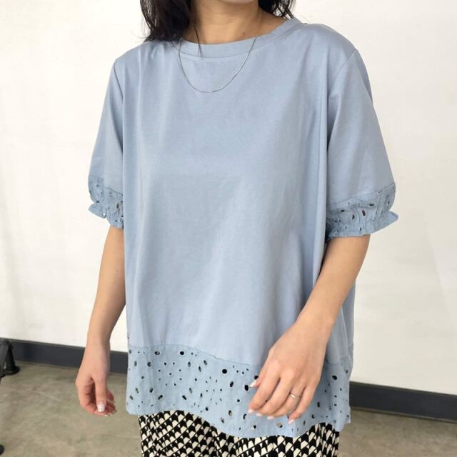 袖レース切替プルオーバー