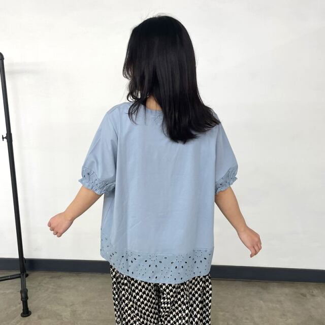 袖レース切替プルオーバー