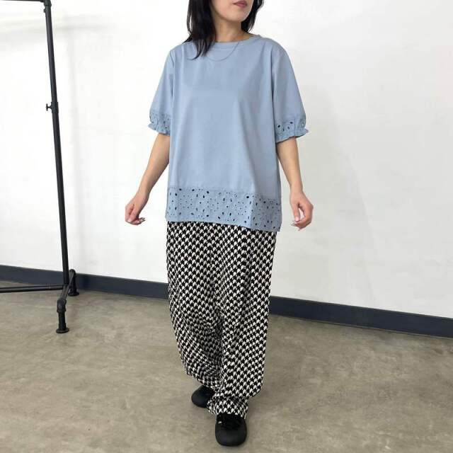 袖レース切替プルオーバー