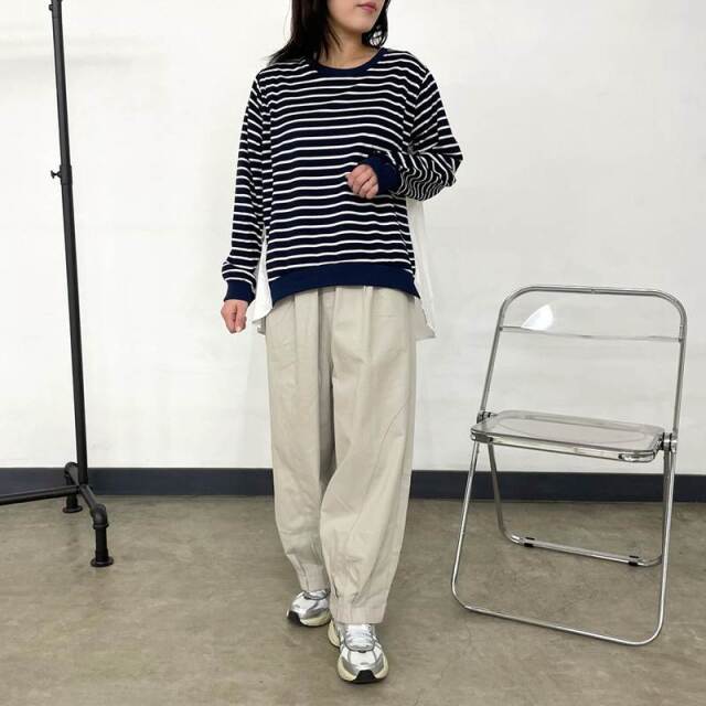 布帛切替ボーダープルオーバー