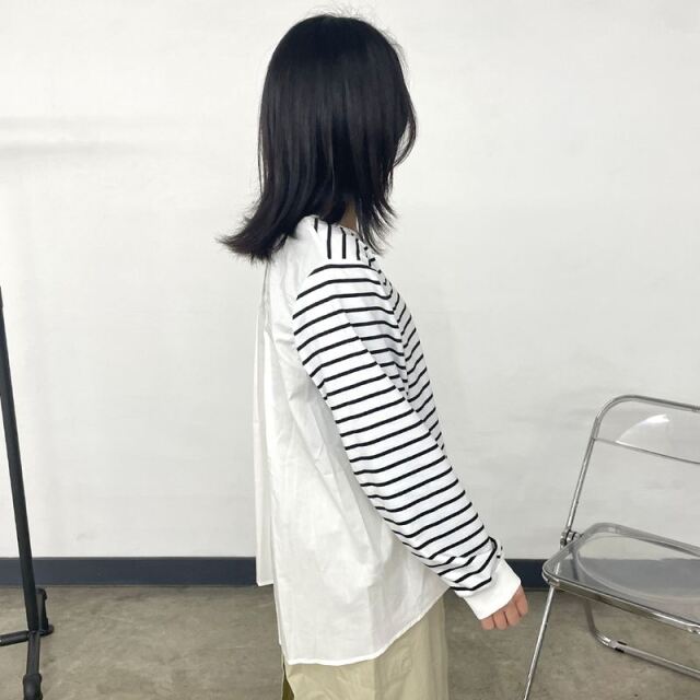 布帛切替ボーダープルオーバー