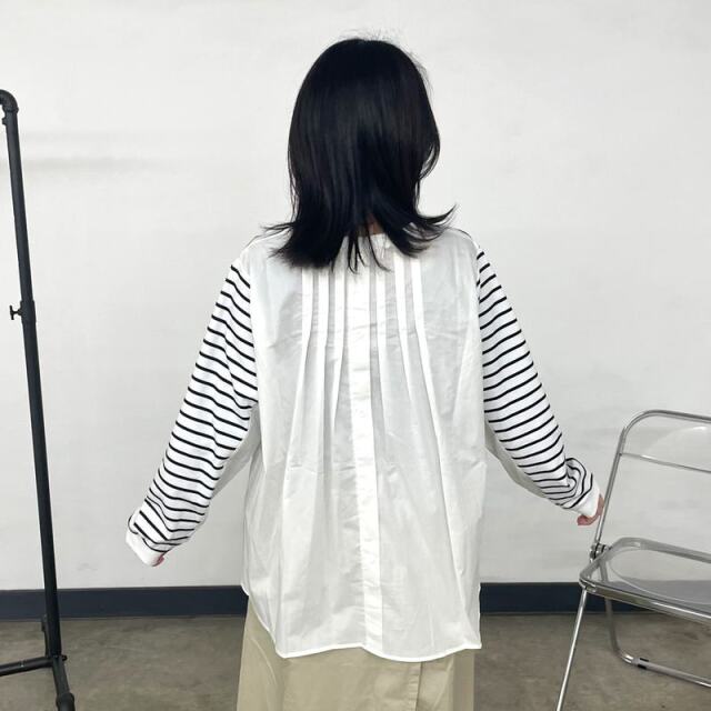 布帛切替ボーダープルオーバー