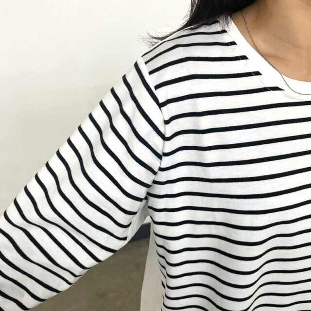 布帛切替ボーダープルオーバー