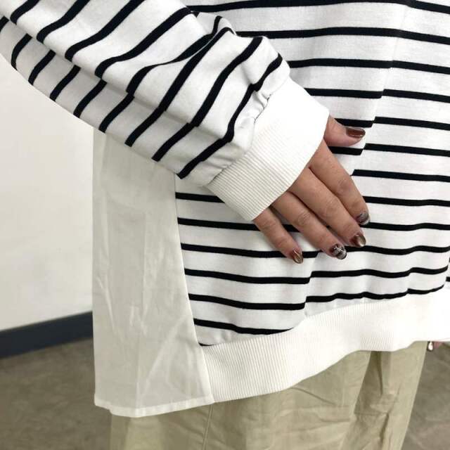 布帛切替ボーダープルオーバー