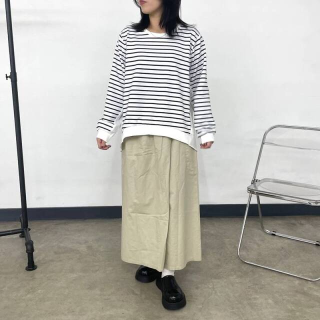 布帛切替ボーダープルオーバー