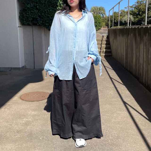 裾フリルツイルパンツ