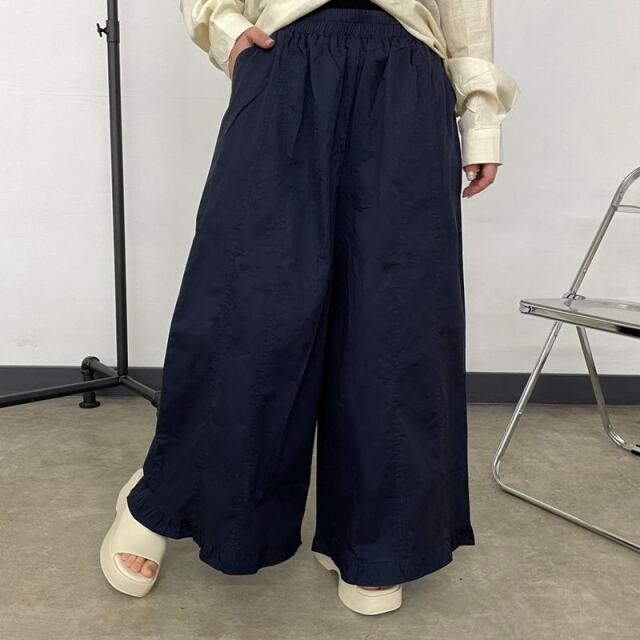 裾フリルツイルパンツ