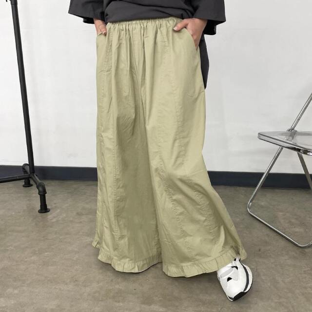 裾フリルツイルパンツ