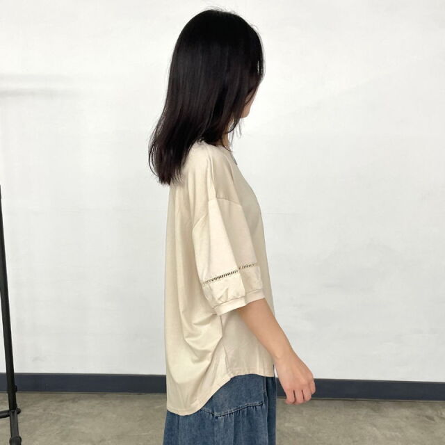 袖切替ロゴTシャツ