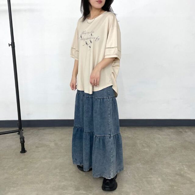 袖切替ロゴTシャツ