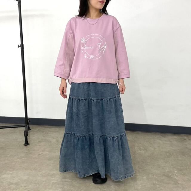 刺繍モチーフ切替プルオーバー