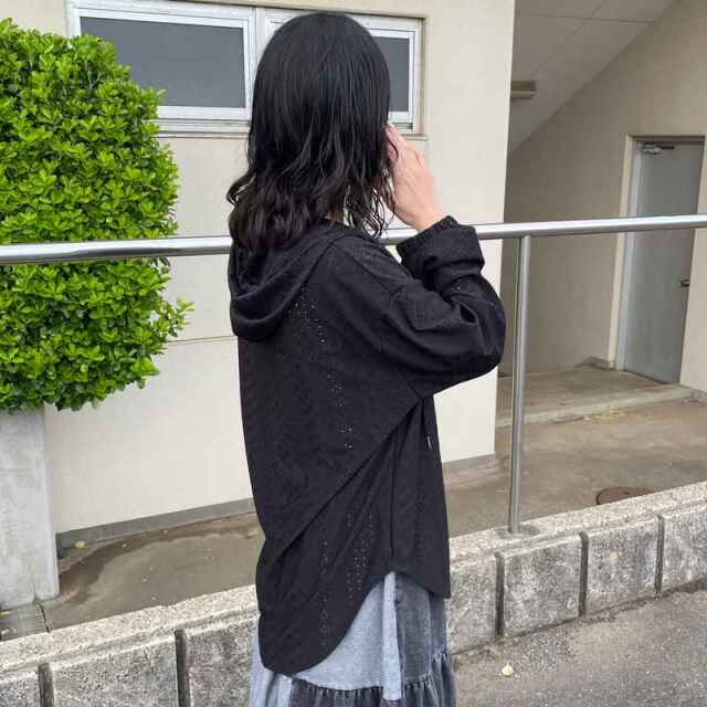 レースフードシャツ