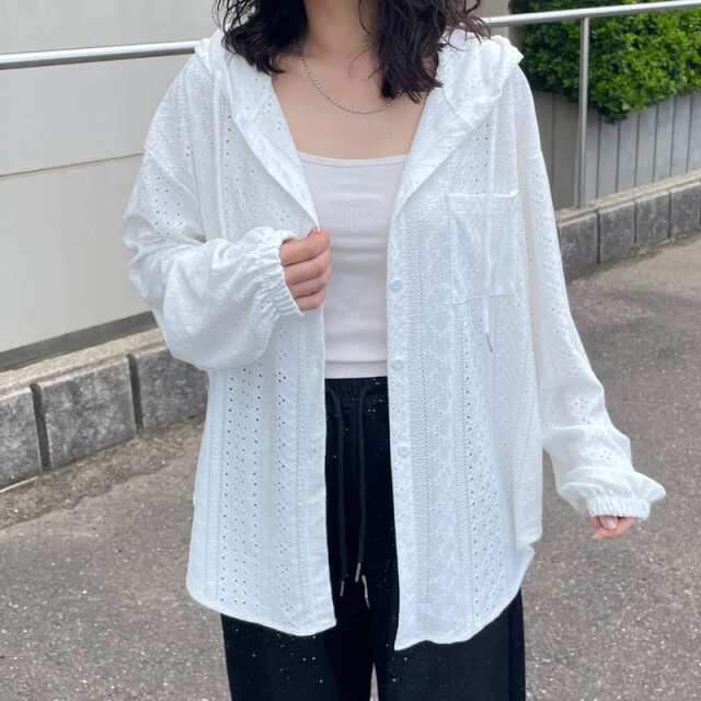 レースフードシャツ