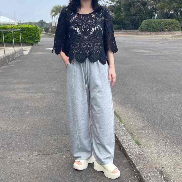クロシェ7分袖プルオーバー