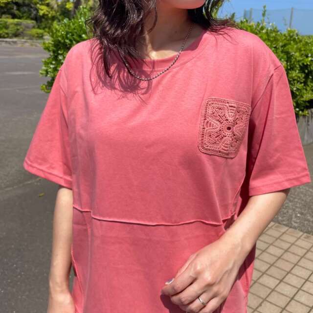 クロシェ貼付プルオーバー