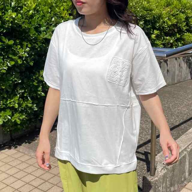 クロシェ貼付プルオーバー